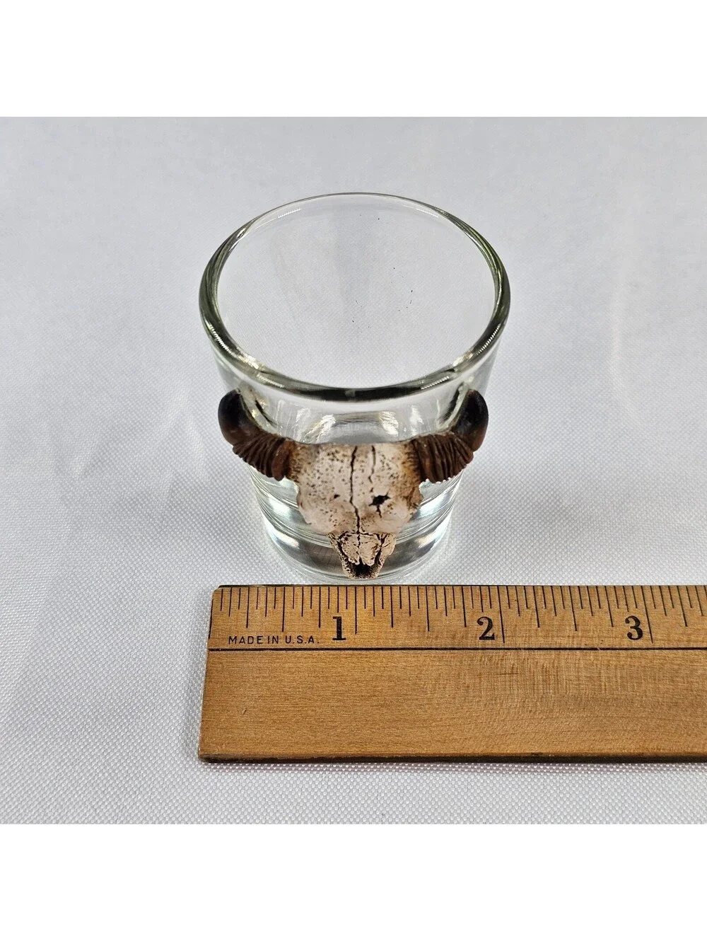 Southwestern Steer Skull Shot Glass 3D Resin Bull Head Clear Barware Decor